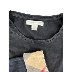 Burberry Children Girls Black Long Sleeve TShirt Nova Check Cuffs Size 14Y 164cm